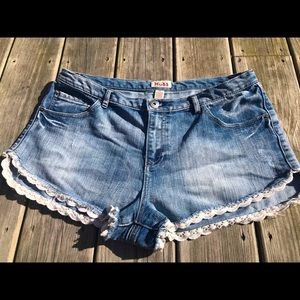 Denim Shorts with Lace, Mudd